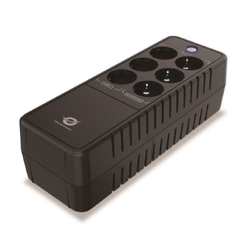 Conceptronic UPS per ufficio da 650VA 360W, batteria e protezione da sovratensione Schuko x 3, protezione da sovratensione Schuko x 3, ingressouscita RJ45